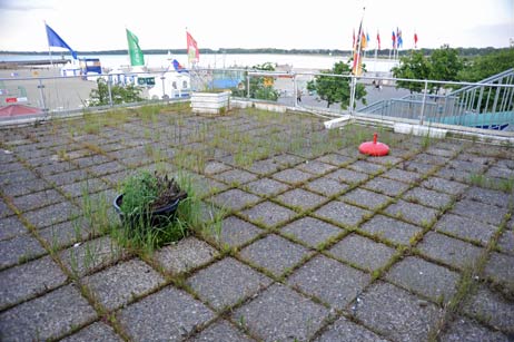 Begrünte Dachterrasse des Aqua-Top. Leider unzugänglich, die Aussicht ist traumhaft. Foto: <b>TA</b>