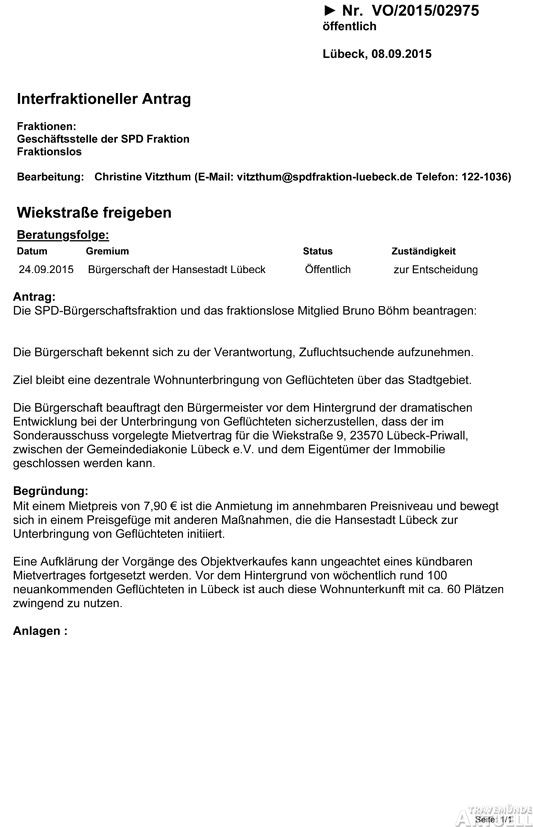 Der Antrag von SPD/Böhm für die September-Sitzung der Bürgerschaft. Screenshot: <b>TA</b>