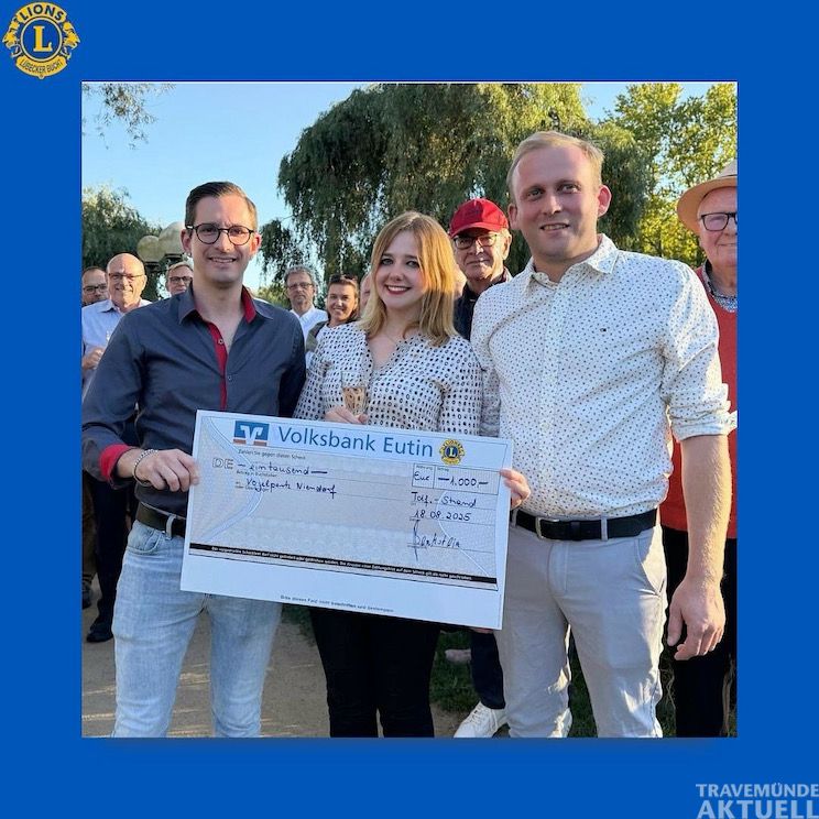 Daniel Volkmer (Vogelpark), Carolin Dreismann (Lions), Christian Siebelts (Vogelpark) (v.l.n.r. / Foto: Lions Club Lübecker Bucht)