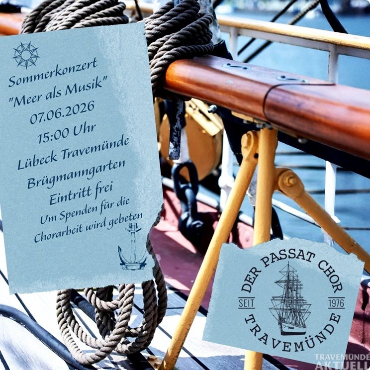 Maritime Lieder ertönen mit dem Passat Chor am 7. Juni um 15:00 Uhr im Brüggmanngarten. Grafik: Passat Chor