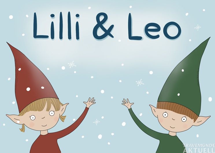 Die Wichtelkinder Lilli und Leo starten in ihr drittes Weihnachtsabenteuer und suchen dafür kreative Kinder und Jugendliche zum Mitschreiben und Mitsprechen. Grafik: KünstlerGemeinschaft Travemünde e.V.