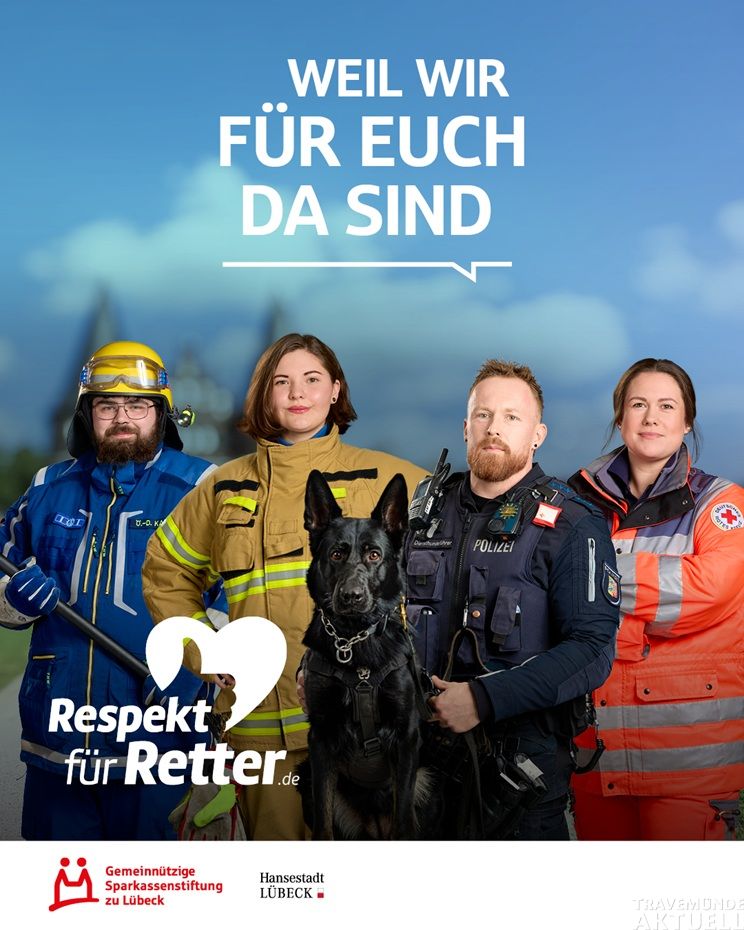Die Kampagne »Respekt für Retter« stellt Lübecker Einsatzkräfte in den Mittelpunkt und wirbt für mehr Anerkennung und Wertschätzung. Grafik: Felix König