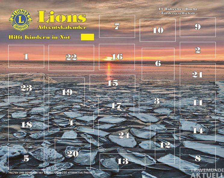 Der Lions Adventskalender 2026 zeigt in diesem Jahr ein winterliches Ostsee-Motiv vor Scharbeutz. Insgesamt sind 6.000 Exemplare erhältlich. Foto: Lions Club Lübecker Bucht